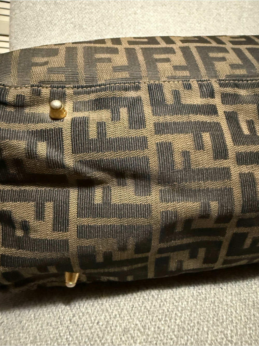 Fendi Brown Zucca Canvas Tote with Gold Hardware - Picture 8 of 15